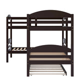 Twin L-Shaped Bunk bed with Trundle-Espresso（OLD SKU:LP000024AAP) - Home Elegance USA