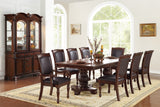 Majestic Royal Dining Room Table w Leaf 2x Arm Chairs And 6x Side Chairs Brown 9pc Set Rubberwood Dining Table Double Pedestal Base Rectangle Table - Home Elegance USA