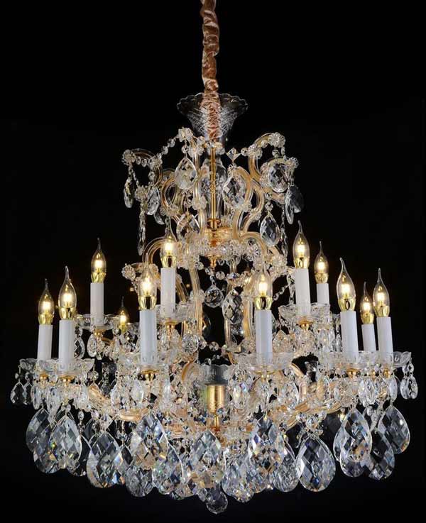 Aico Furniture - San Carlo Clear Glass Gold 19 Light Chandelier - Aic-Lt-Ch914-19Clr