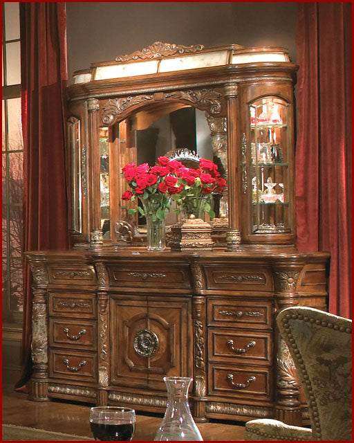 Aico Furniture - Villa Valencia Dresser With Mirror & Lighting Box - 72050-60Lb-55