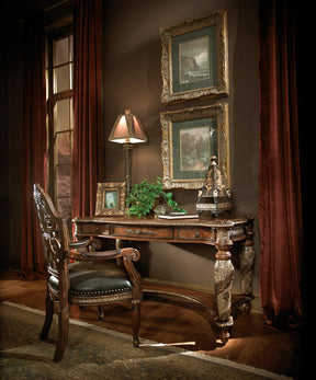 Villa Valencia Writing Desk Set In Chestnut - 72277-55-72044-55 - Aico Furniture