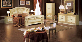 Aida 7 Piece Eastern King Panel Bedroom Set In Ivory-Gold - Aidabedk.S.-7Set | ESF