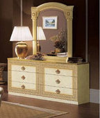 Aida Double Dresser With Mirror Set In Ivory-Gold - Aidadoubledresser-M | ESF