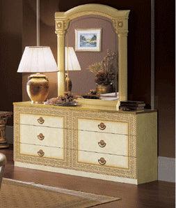 Esf Furniture - Aida Double Dresser With Mirror Set In Ivory-Gold - Aidadoubledresser-M