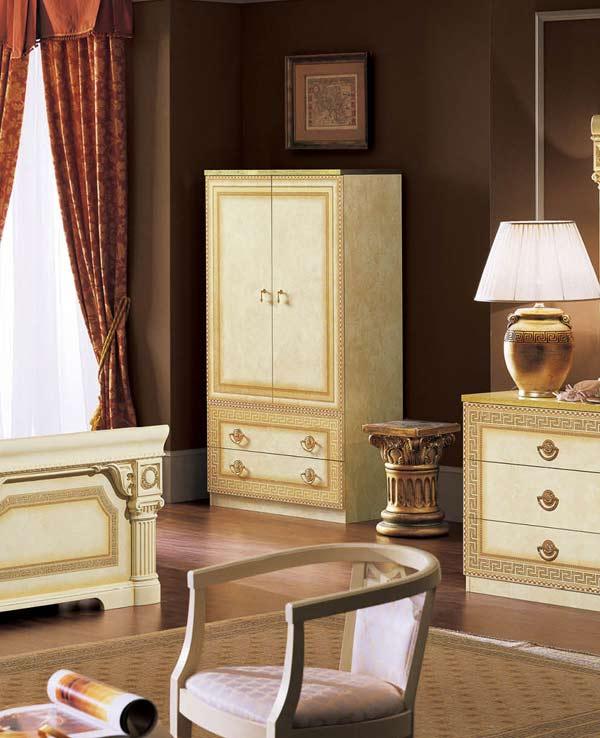 Esf Furniture - Aida 2 Door Wardrobe In Ivory-Gold - Aida2Doorw-D