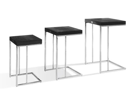 Vig Furniture - A&X Amelia Modern Black Crocodile Lacquer Nesting Table Set - Vgunak855-Blk