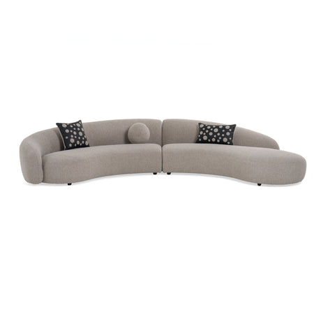 Vig Furniture Divani Casa Allis - Glam Grey and Black Fabric Curved Sectional Sofa