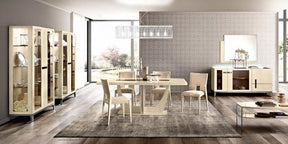 Ambra 7-Piece Dining Room Set with Buffet & Vitrine in Ivory - Ambra-Dt-200-7Set | ESF