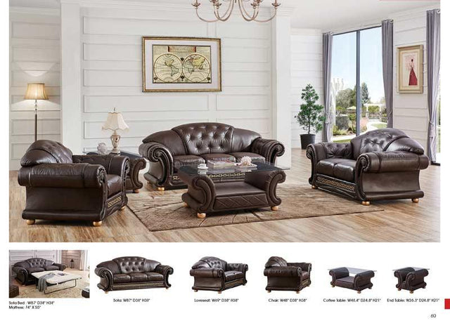 Esf Furniture - Apolo 2 Piece Sofa Set - Apolobrown-2Set