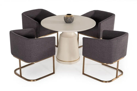 Modrest Yukon Modern Grey Fabric & Antique Brass Dining Chair Vgvcb8362-Grybrs