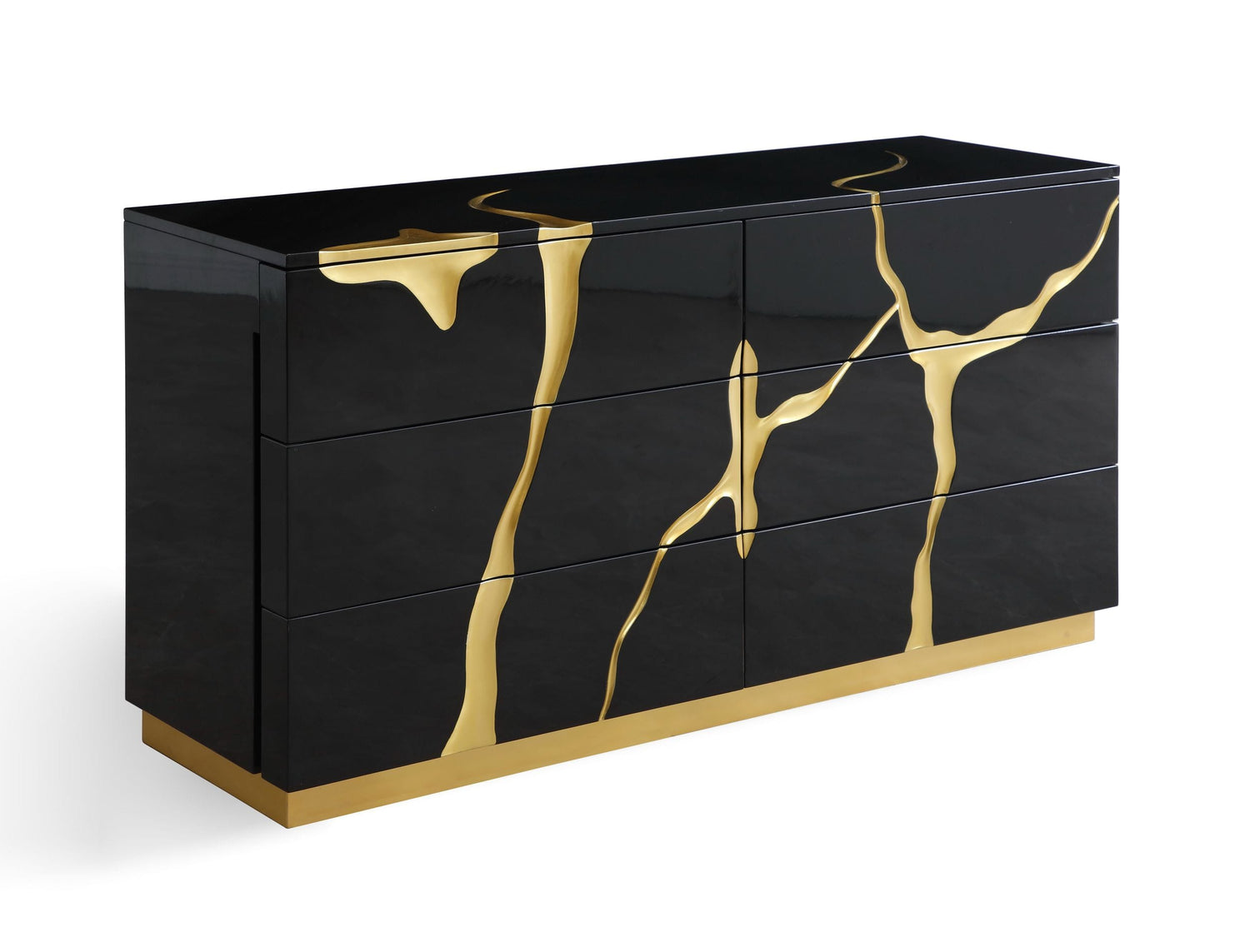 Vig Furniture Modrest Aspen - Modern Black and Gold Dresser