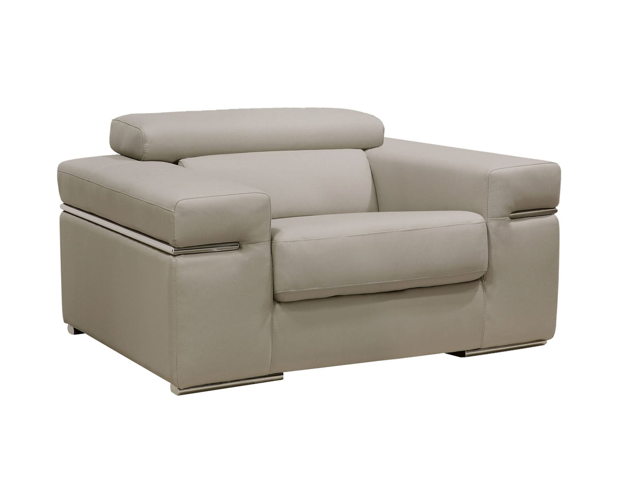Divani Casa Atlantis - Modern Light Grey Vegan Leather Accent Chair | Home Elegance USA