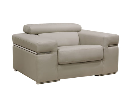 Divani Casa Atlantis - Modern Light Grey Vegan Leather Accent Chair | Home Elegance USA