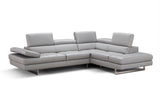 A761 Italian Leather Sectional Light Grey In Left Hand Facing - 18142 - Lhfc | J&M | Home Elegance USA