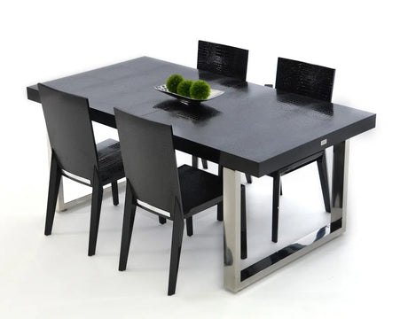 Vig Furniture - Skyline - Modern Black Crocodile Lacquer Dining Table - Vgunac803-255-B