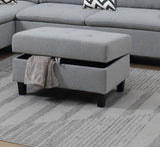 Living Room Furniture Grey Cushion Sectional w Ottoman Linen Like Fabric Sofa Chaise - Home Elegance USA