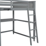 Full size Loft Bed with Drawers and Desk, Wooden Loft Bed with Shelves - Gray(OLD SKU:LT000529AAE) Home Elegance USA