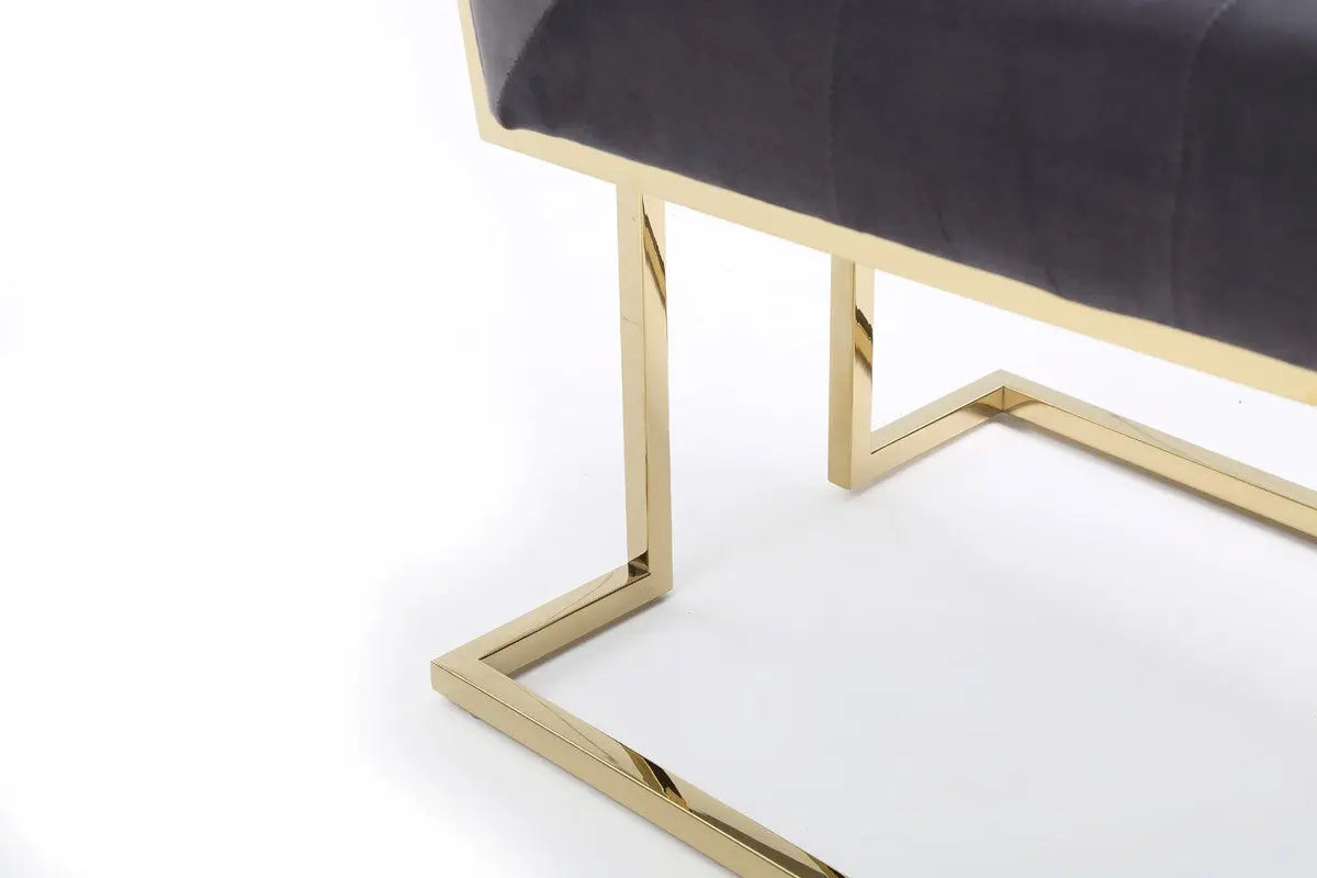 Vig Furniture - Modrest Legend Modern Grey Fabric & Gold Dining Chair (Set Of 2) - Vgvcb012-Grygld