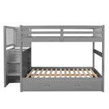 Full over Full Bunk Bed with Twin Size Trundle,Gray ( old sku: LP000026AAE ) - Home Elegance USA