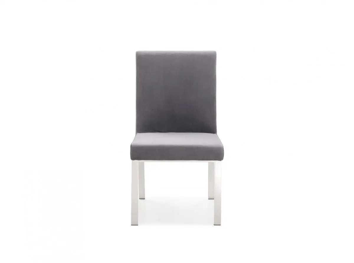 Vig Furniture - Modrest Reba Modern Grey Velvet & Stainless Steel Dining Chair (Set Of 2) - Vgvcb0258-Grystl