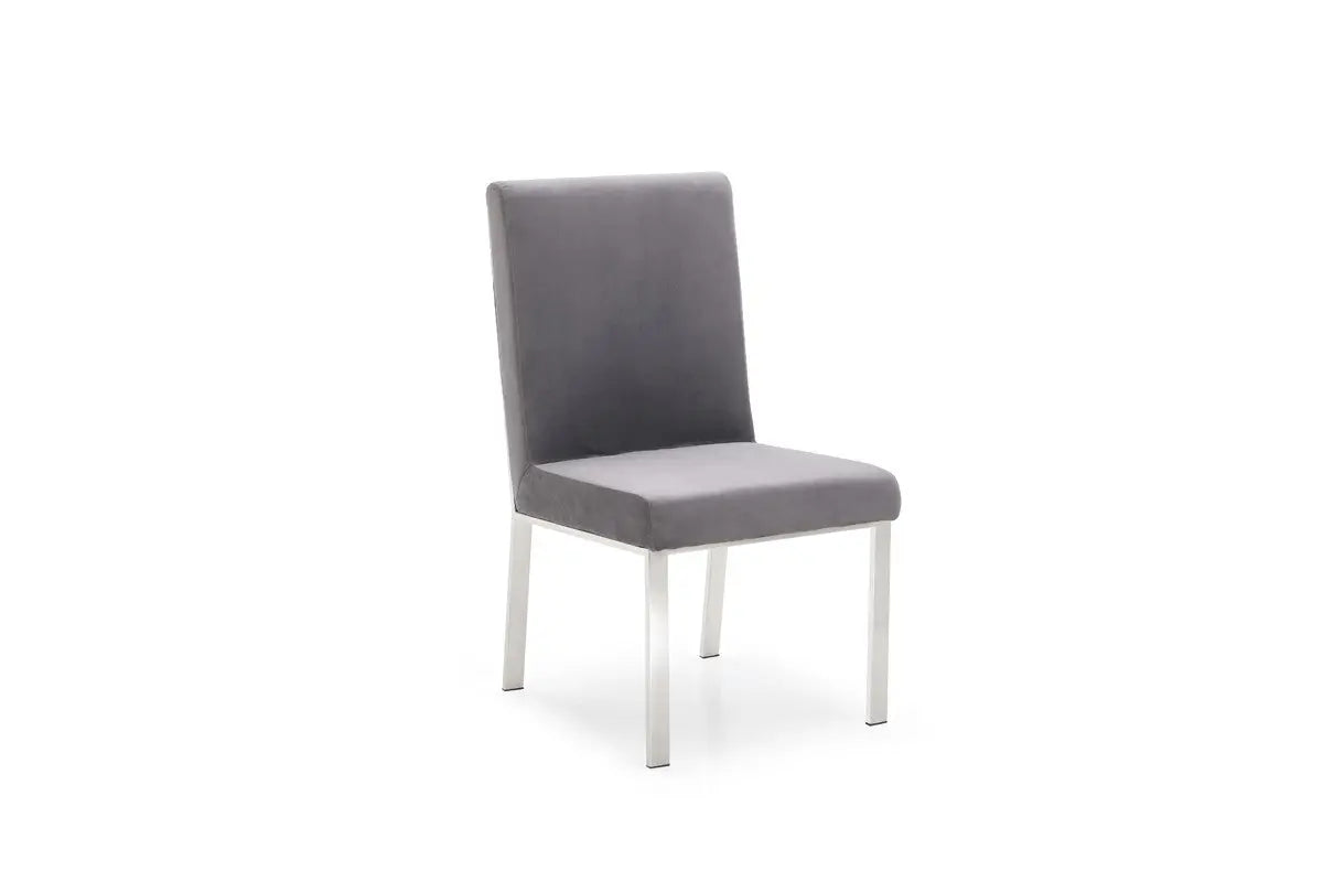Vig Furniture - Modrest Reba Modern Grey Velvet & Stainless Steel Dining Chair (Set Of 2) - Vgvcb0258-Grystl