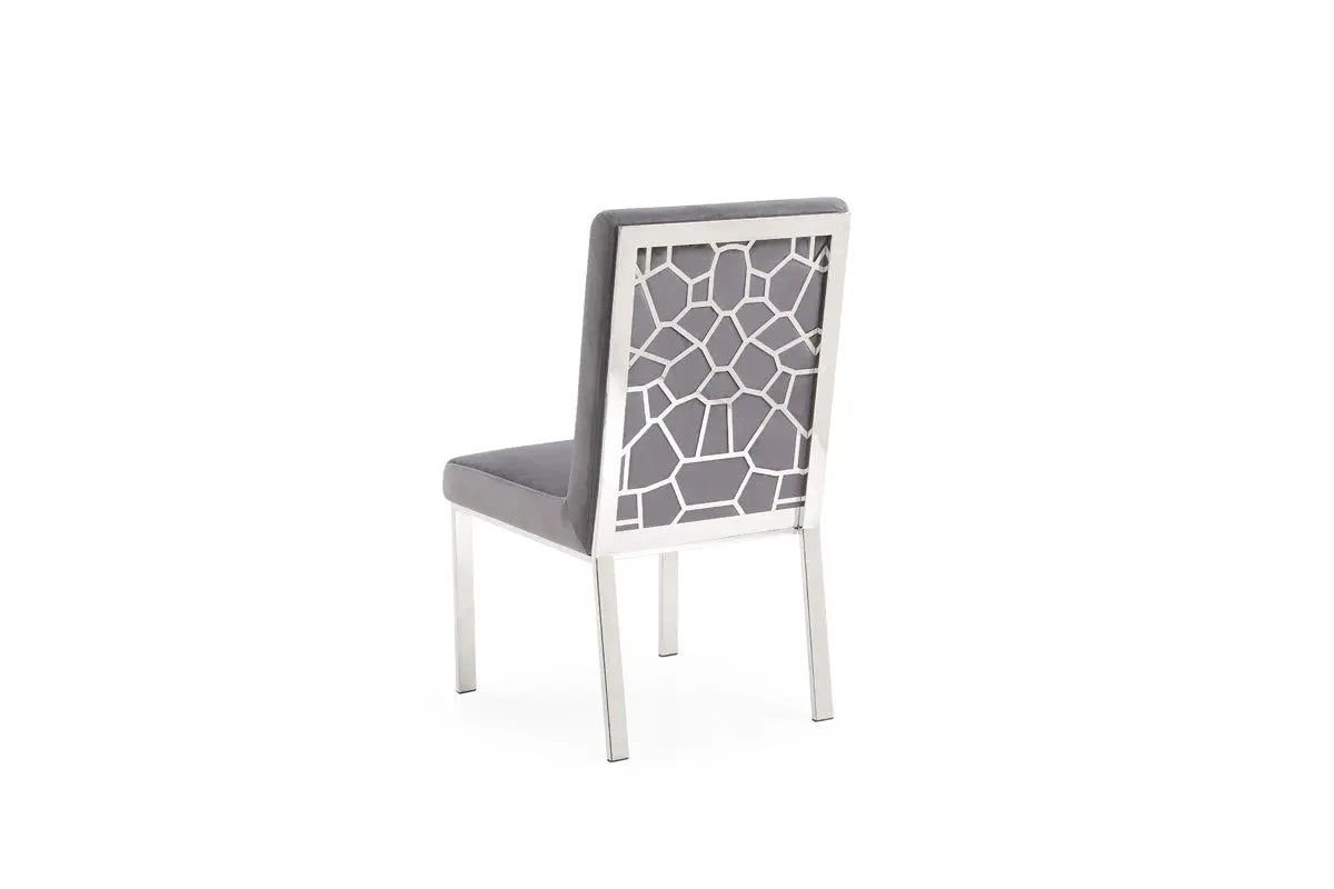 Vig Furniture - Modrest Reba Modern Grey Velvet & Stainless Steel Dining Chair (Set Of 2) - Vgvcb0258-Grystl