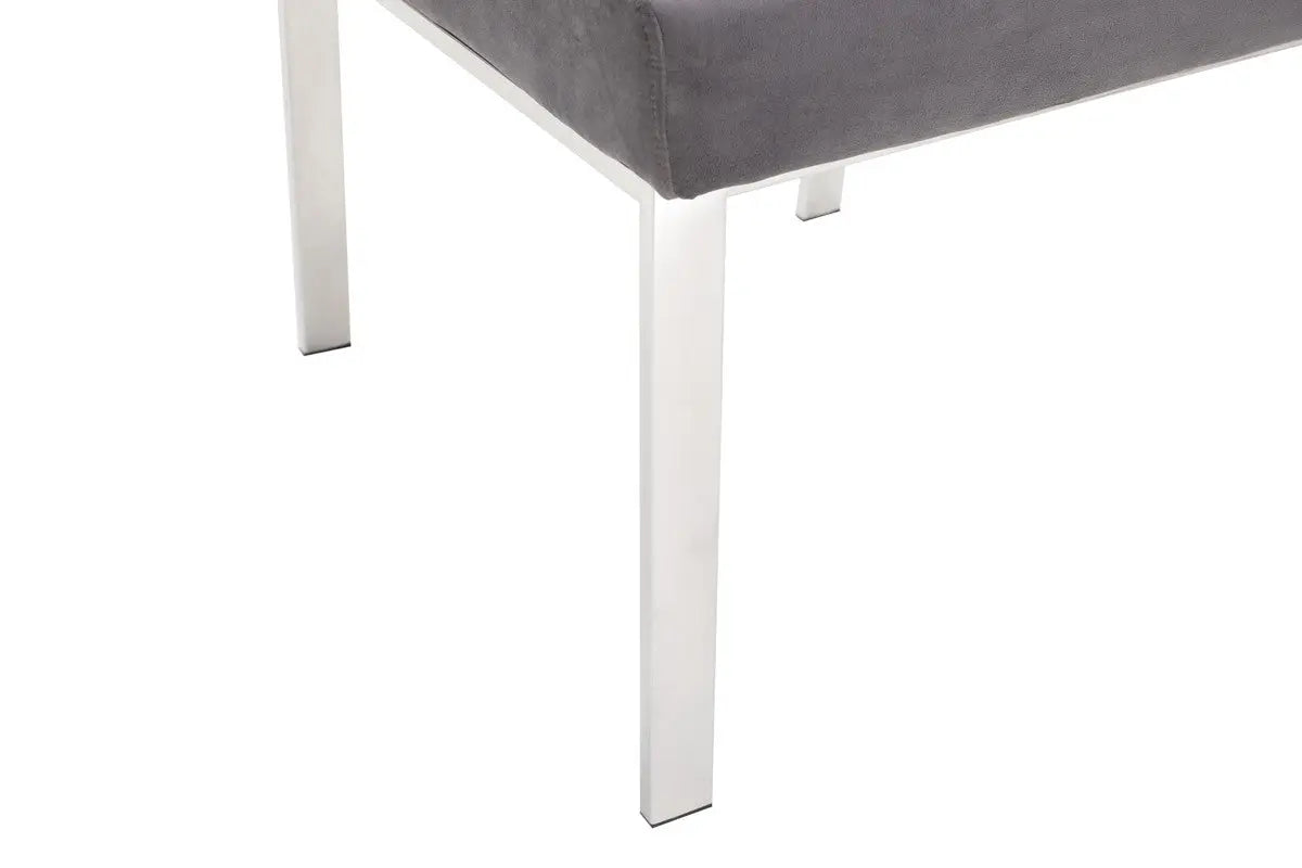Vig Furniture - Modrest Reba Modern Grey Velvet & Stainless Steel Dining Chair (Set Of 2) - Vgvcb0258-Grystl