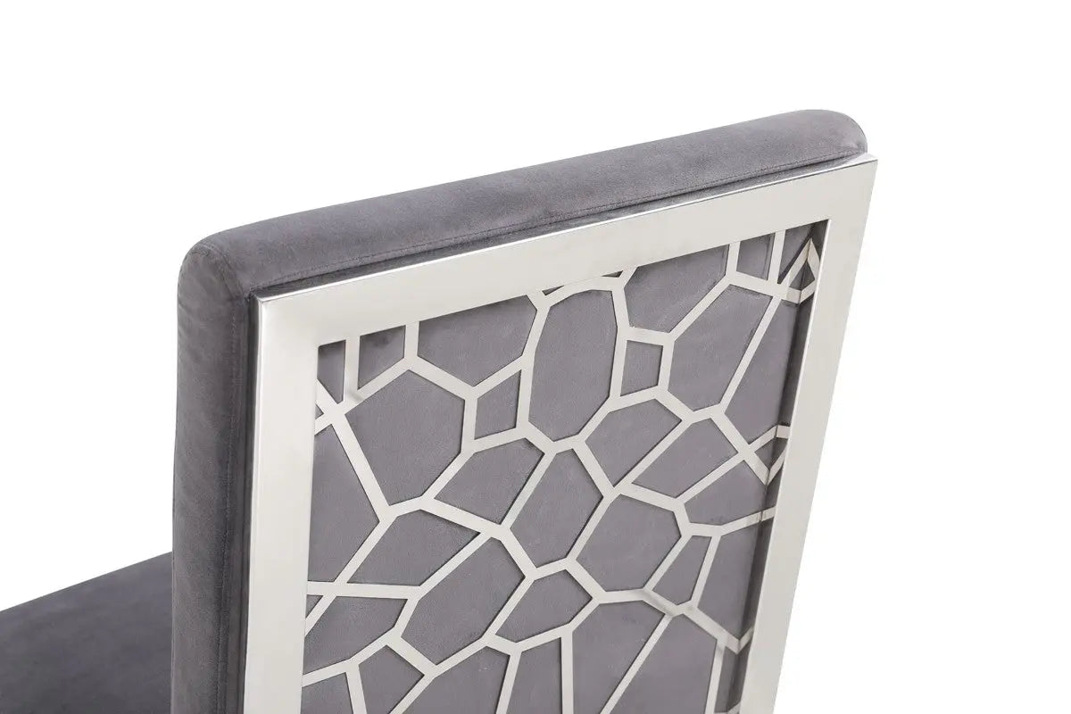 Vig Furniture - Modrest Reba Modern Grey Velvet & Stainless Steel Dining Chair (Set Of 2) - Vgvcb0258-Grystl