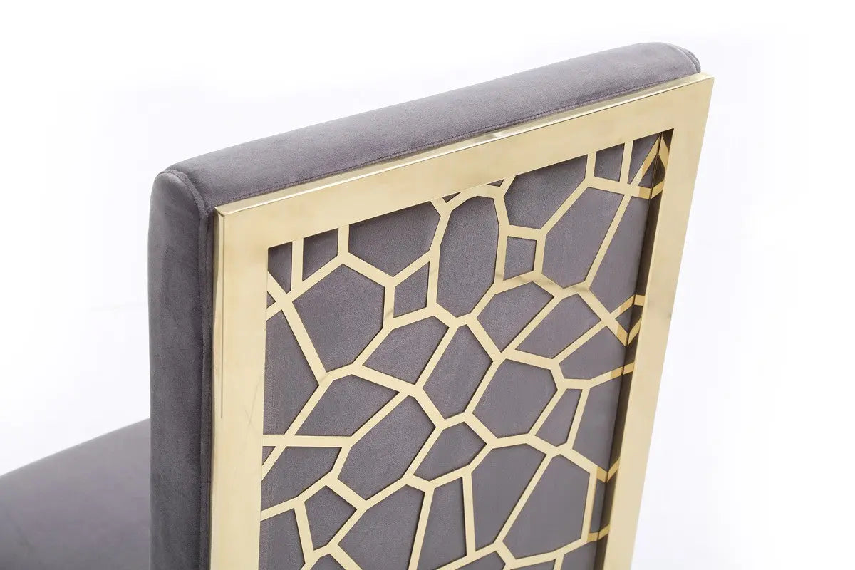 Vig Furniture - Modrest Reba Modern Grey Velvet & Gold Dining Chair (Set Of 2) - Vgvcb0258G-Gry