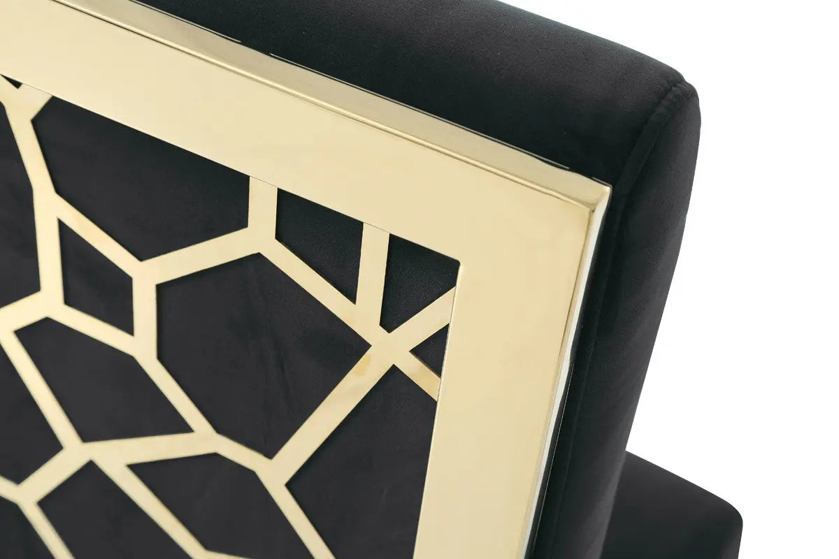Vig Furniture - Modrest Reba Modern Black Velvet & Gold Dining Chair (Set Of 2) - Vgvcb0258G-Blk