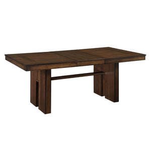 Contemporary Design Walnut Finish 1pc Dining Table With Self-Storing Leaf Wooden Furniture - Home Elegance USA