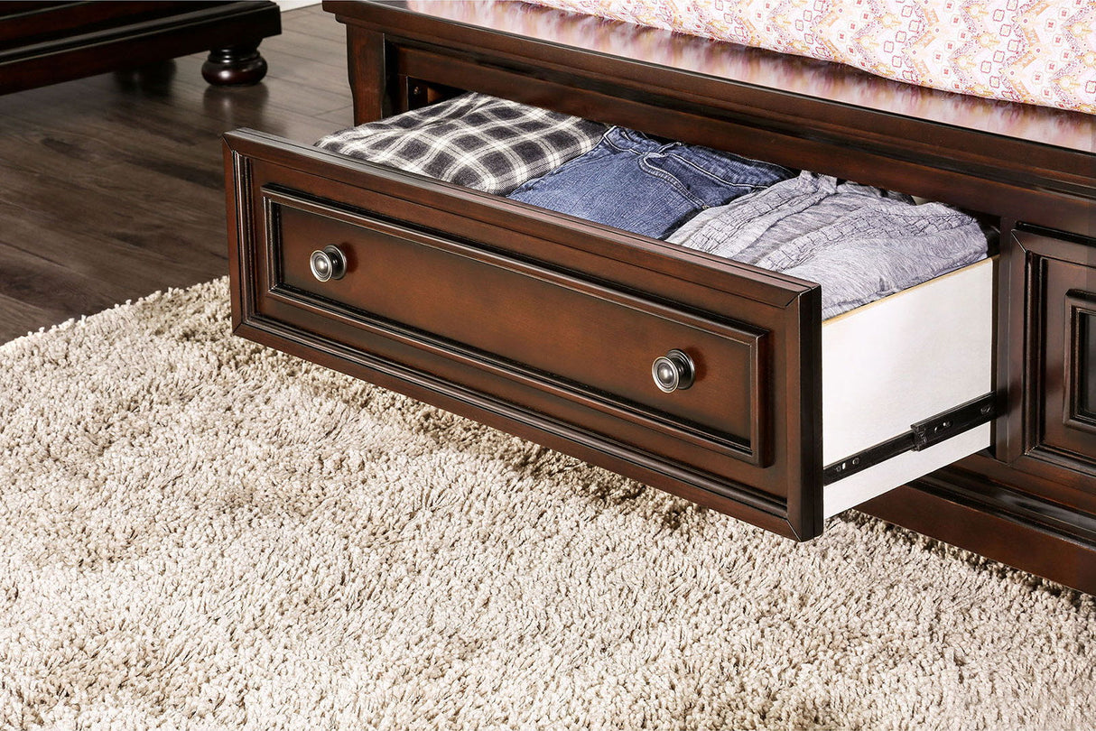 Northville - California King Bed With Drawers - Dark Cherry - Home Elegance USA