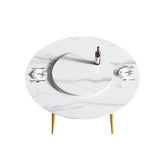 59.05"Modern artificial stone round golden metal dining table - can accommodate 6 people - 31.5"white artificial stone turntable - W1535S00012 - image - 3