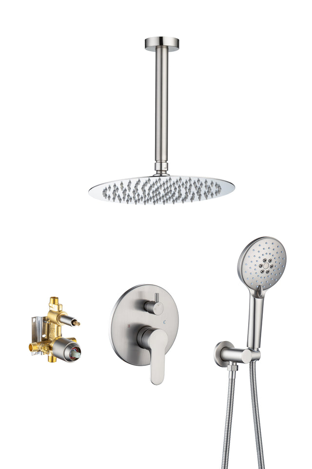 Black Shower System, Ceiling Rainfall Shower Faucet Sets Complete of High Pressure, Rain Shower Head with Handheld, Bathroom 10\\\'\\\' Shower Combo with Rough-in Valve Included