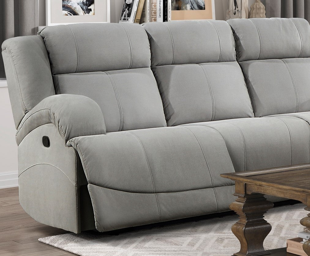 Attractive Gray Color Microfiber Upholstered 1pc Double Reclining Sofa Transitional Living Room Furniture | Home Elegance USA