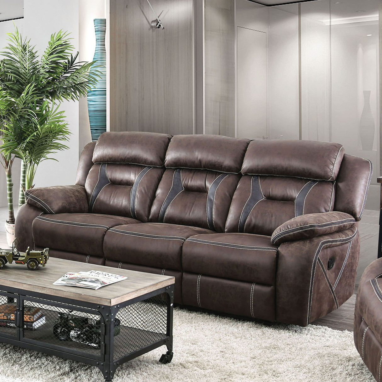 Flint - Sofa & Loveseat - Brown - Home Elegance USA