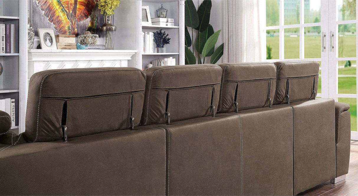 Hugo - Sectional - Light Brown - Home Elegance USA