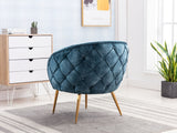 Gorgeous Living Room Accent Chair 1pc Button-Tufted Back Covering Blue Fabric Upholstered Metal Legs - Home Elegance USA