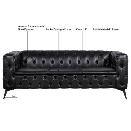 84.06 Inch Width Traditional Square Arm removable cushion 3 seater Sofa - W68041369 - image - 10