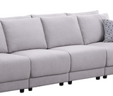 Penelope Light Gray Linen Fabric Reversible 6PC Modular Sectional Sofa with Pillows - Home Elegance USA