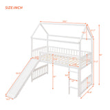 Twin Loft Bed with Slide, House Bed with Slide,White(OLD SKU :LT000212AAK) - Home Elegance USA