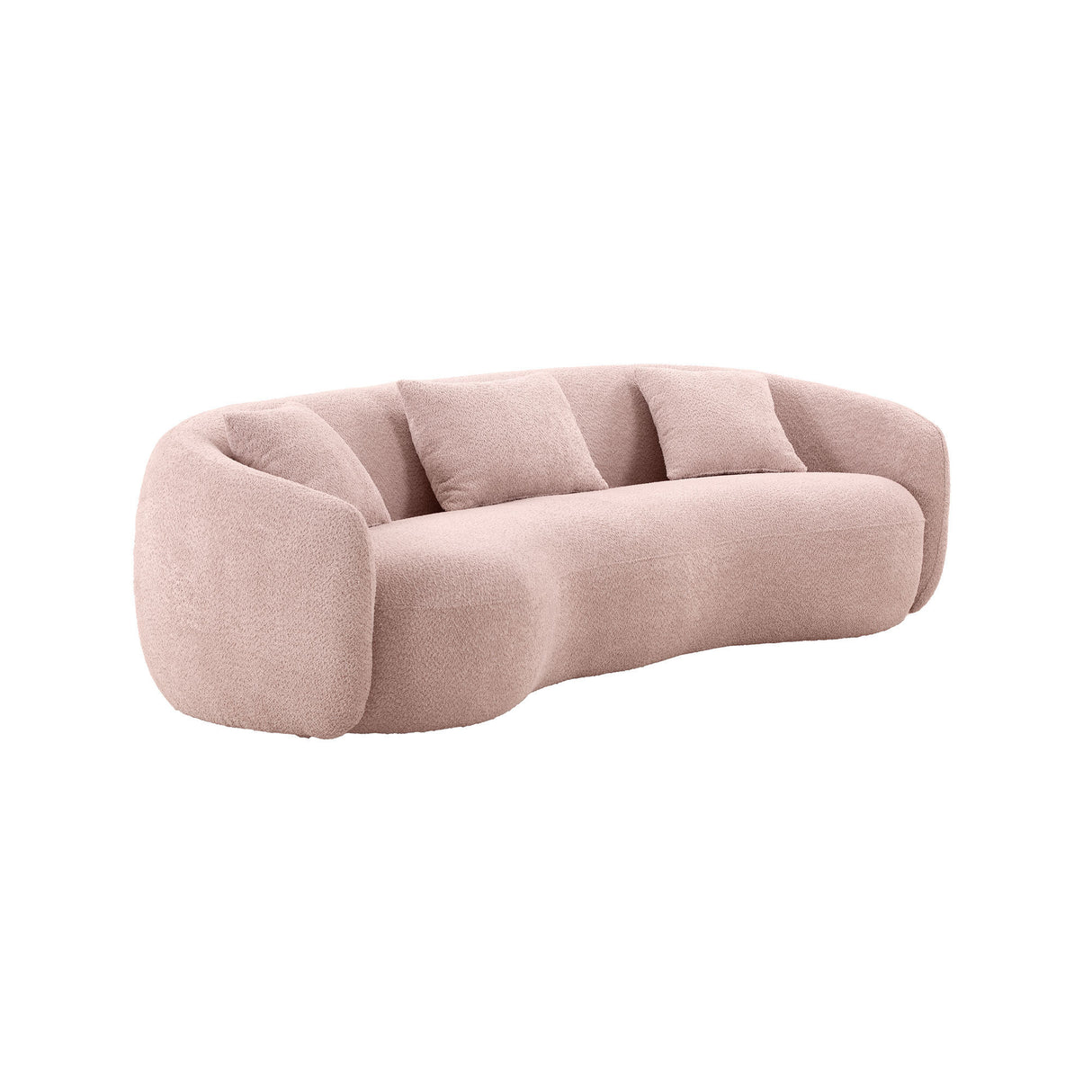 93.6'' Mid Century Modern Curved Living Room Sofa, 4 - Seat Boucle Fabric Couch for Bedroom, Office, Apartment,Pink - W87659036 - image - 1