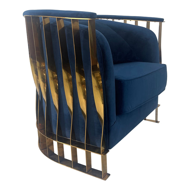 Navy Blue and Gold Sofa Chair - Home Elegance USA