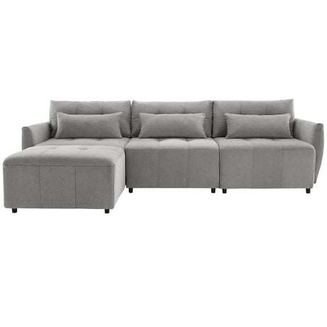 113.3" Convertible Sectional Sofa Couch 3 - Seat L - Shaped Sofa with Movable Ottoman and USB for Apartment, Living Room, Bedroom, Grey - SG000880AAE - image - 1