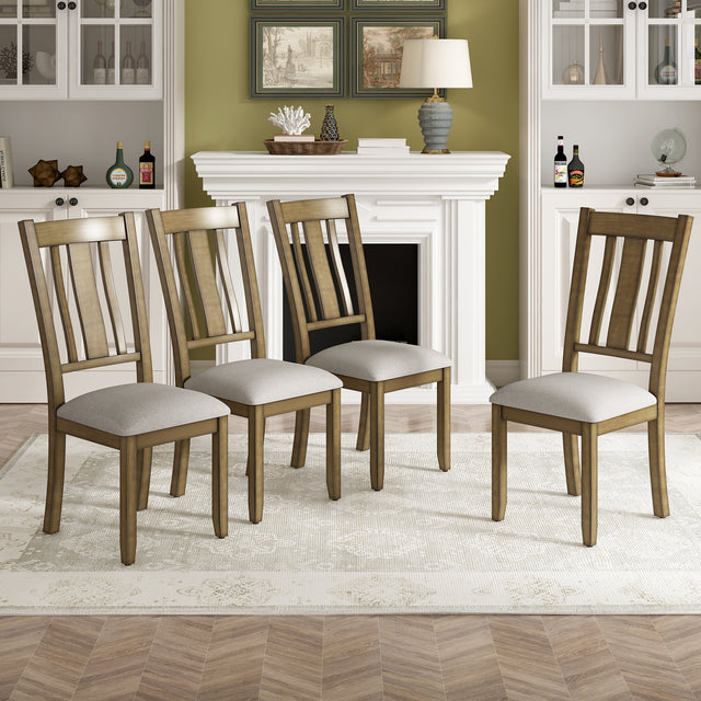 TREXM Industrial Style Wooden Dining Chairs with Ergonomic Design, Set of 4 (Natural Walnut) - Home Elegance USA
