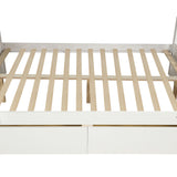 TOPMAX Solid Wood Twin Over Full Bunk Bed with Two Storage Drawers, White