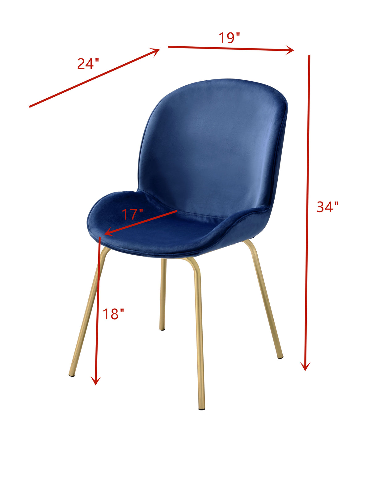 ACME Chuchip Side Chair (Set-2) in Blue Velvet & Gold 72947 - Home Elegance USA