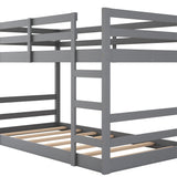 Twin Over Twin Bunk Bed with Ladder, Gray（OLD SKU：WF282787AAE） - Home Elegance USA