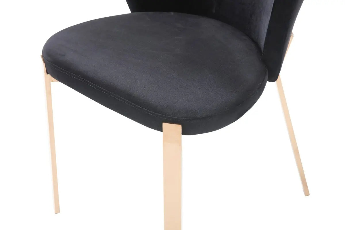 Vig Furniture - Modrest Nadia Modern Black Velvet & Rosegold Dining Chair (Set Of 2) - Vgvcb209-Blkrg