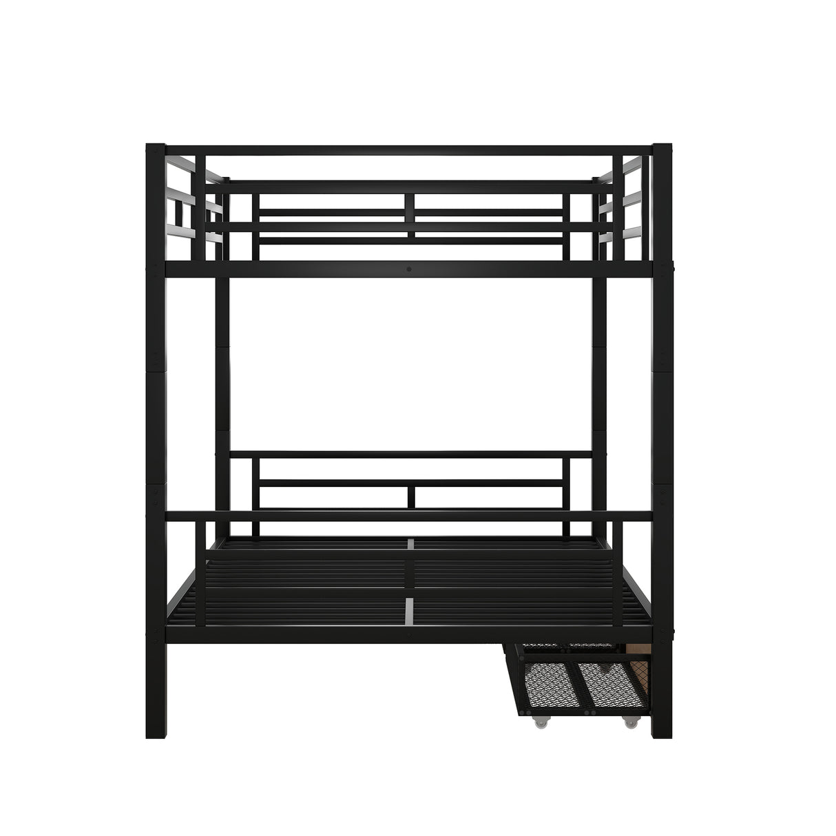 Metal Full Size Convertible Bunk Bed with 2 Drawers, Black(Expected Arrival Time: 9.18)